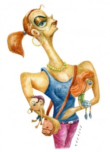 Caricatura estereotipo mujer con hijos - TURCIOS Caricatura estereotipo mujer con hijos - TURCIOS